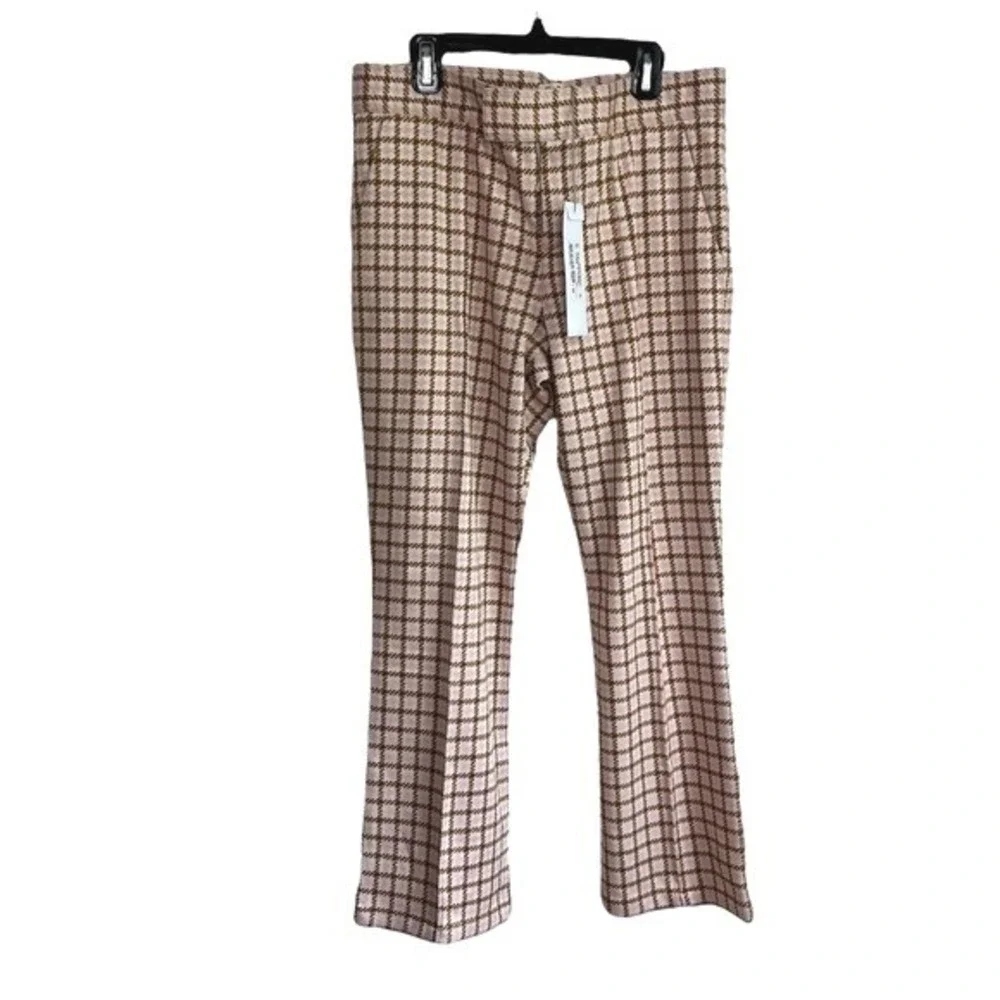 NWT Marni Houndstooth Check Cropped Flare Pants Pink Ochre IT40 US4